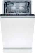 Bosch Serie 2 Smarter Geschirrspüler, vollintegriert, 45 cm, Besteckkorb, Extra Trockenfunktion, InfoLight, AquaStop, Weiß