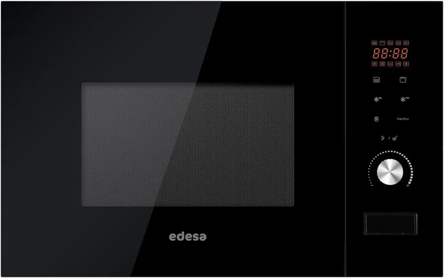 EDESA Einbau-Mikrowelle 20L, 800W mit Grill 1000W, Edelstahl-Innenraum, Schwarz