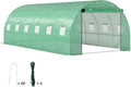 Outsunny Gartengewächshaus 300x600x200cm mit Tür und 12 Fenstern, robuster Folientunnel aus verzinktem Stahl, 170g/m² PE, inklusive Erdanker und Seilen, Grün