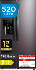 Midea Side-by-Side Kühl-Gefrierkombination, 178,8 cm, No Frost, Dual Inverter, 3-in-1 Spender, Dark Inox