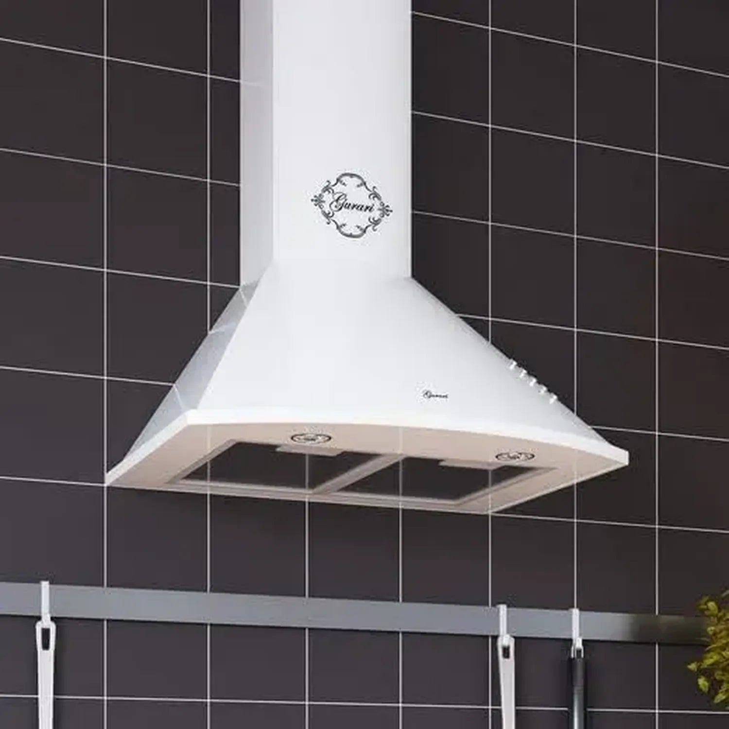 Leistungsstarke Wand-Dunstabzugshaube 60cm, 1000m³/h, inkl. Kohlefilter, Weiß, 3 Geschwindigkeitsstufen